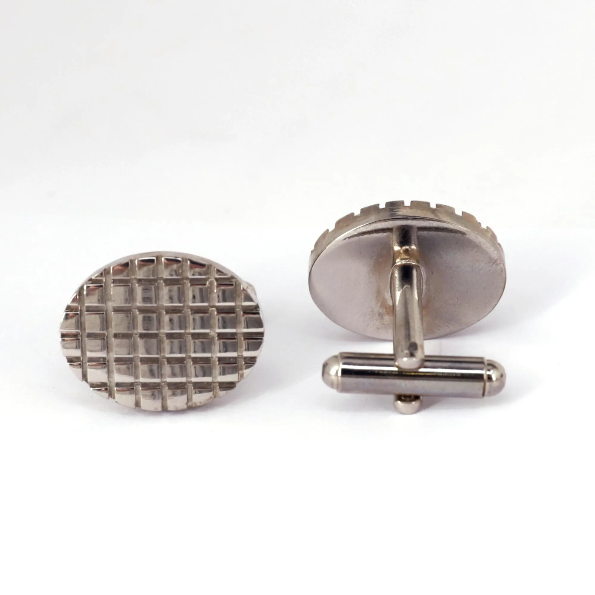 Oval Check Stainless Cufflinks (Online Exclusive)