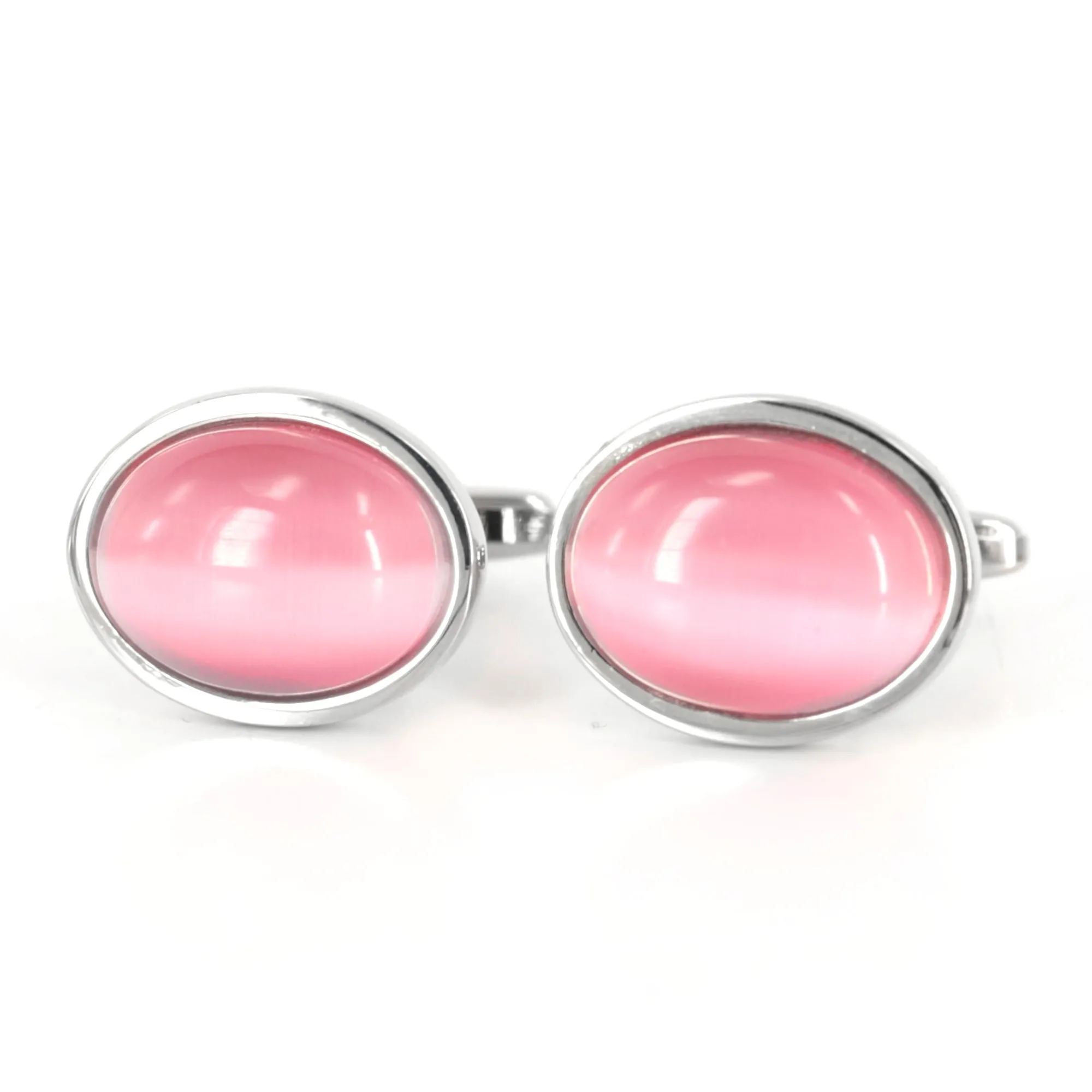 Oval Light Pink Fibre Optic Glass Cufflinks (Online Exclusive)