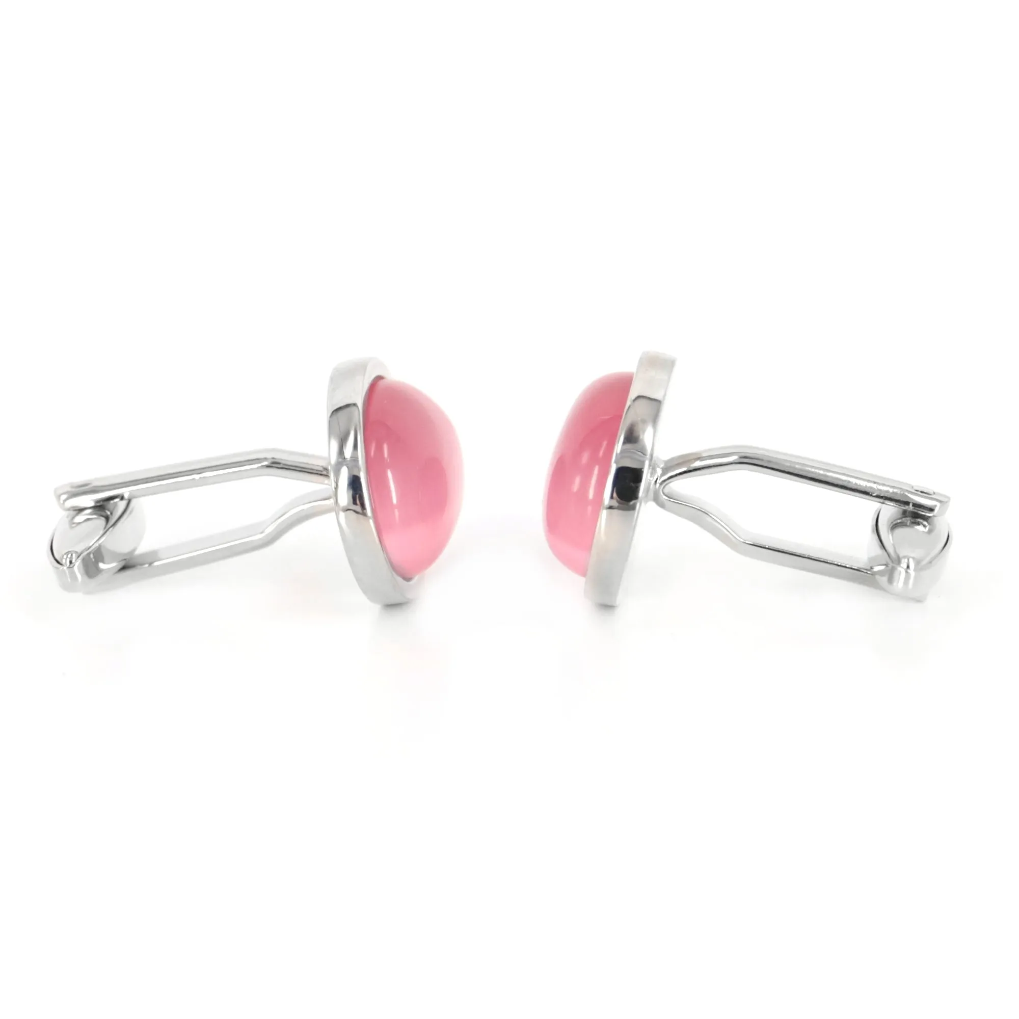 Oval Light Pink Fibre Optic Glass Cufflinks (Online Exclusive)