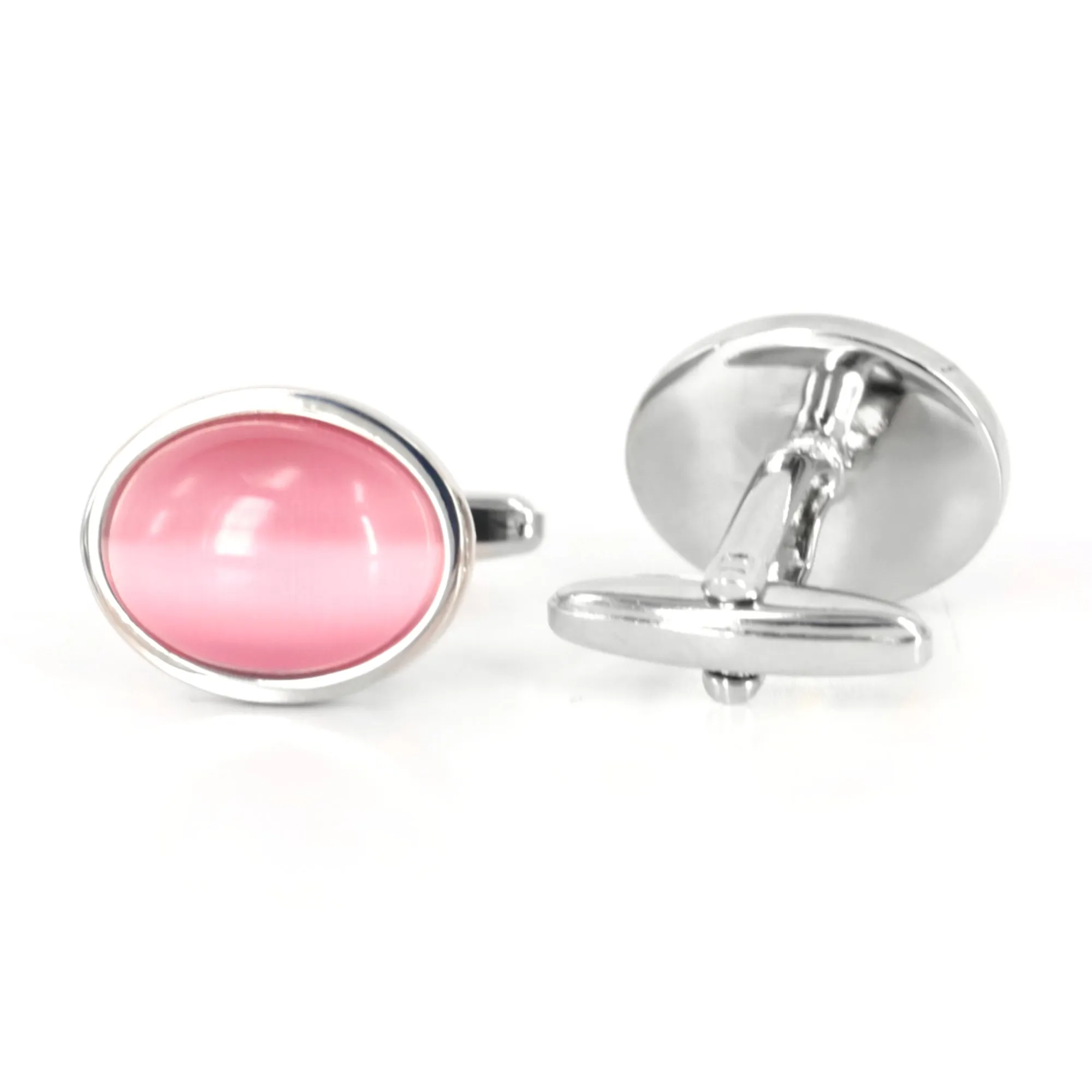 Oval Light Pink Fibre Optic Glass Cufflinks (Online Exclusive)