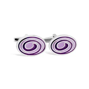 Oval Swirl Purple Enamel Cufflinks (Online Exclusive)