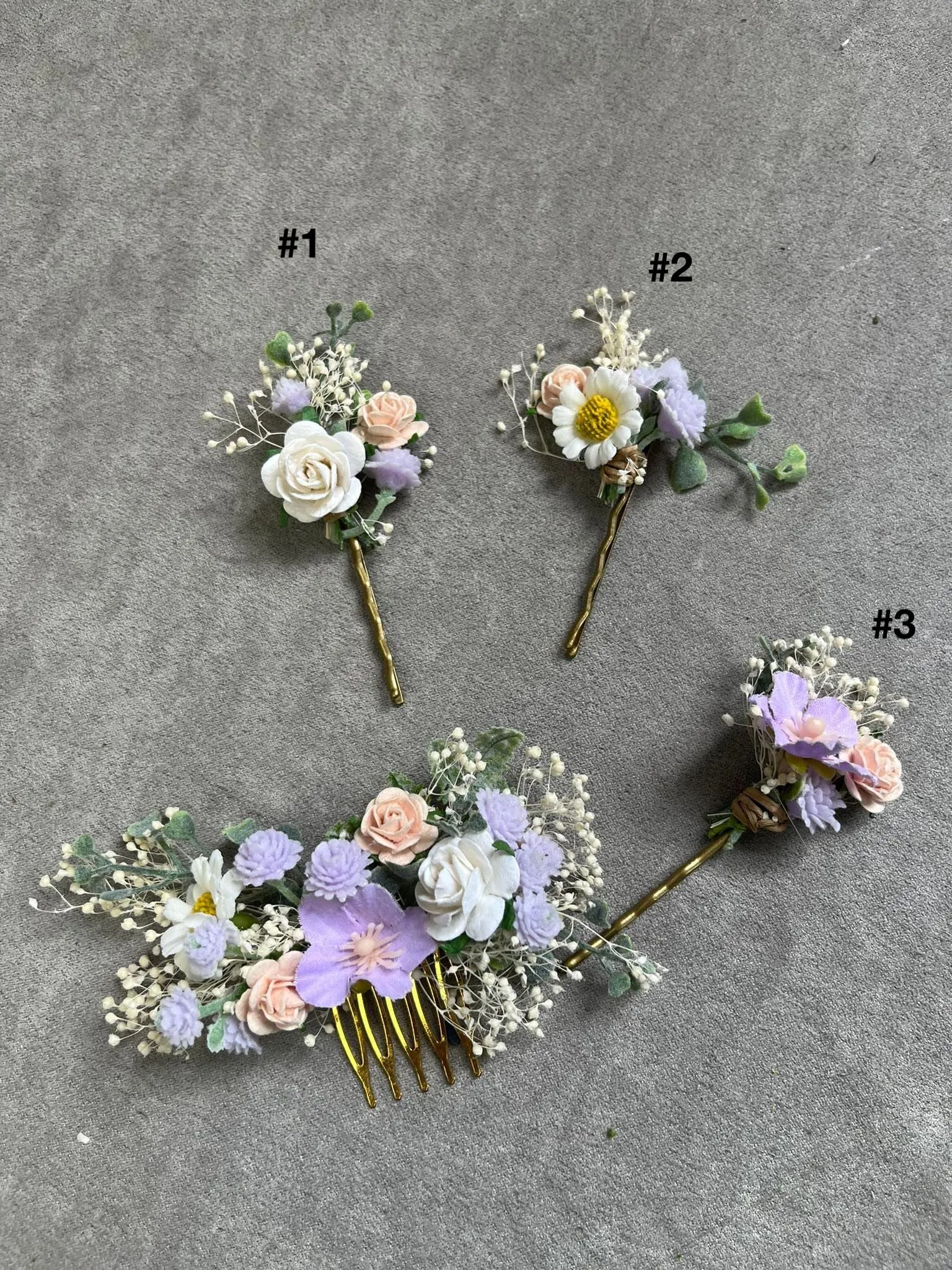 Pale purple bridal flower set