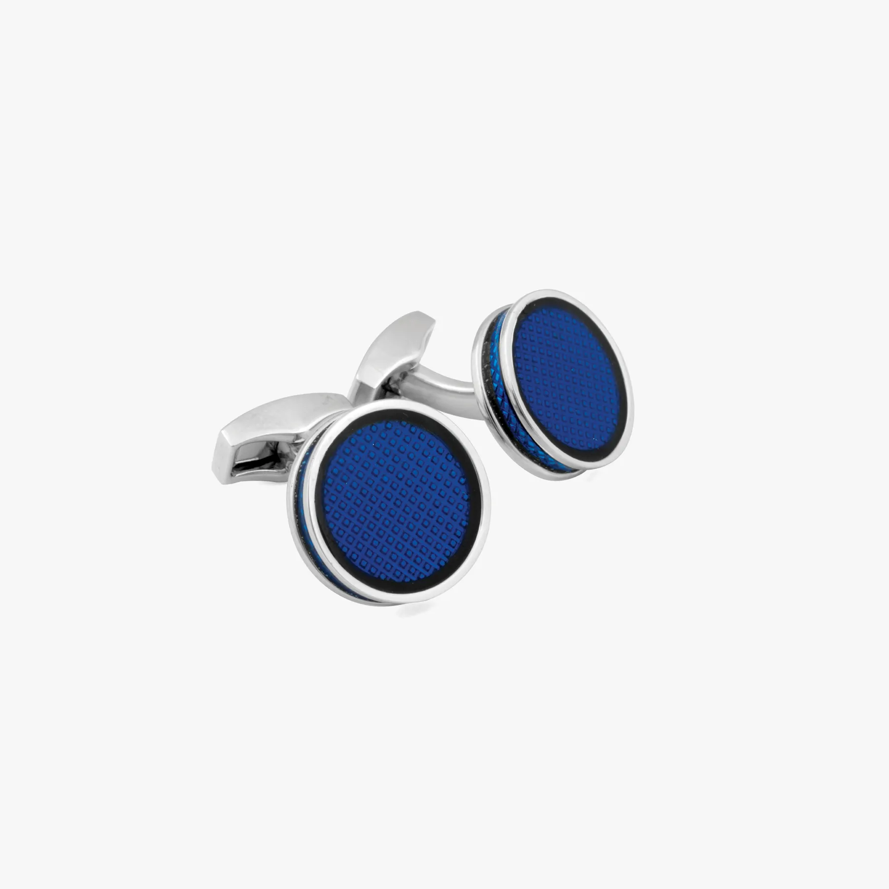 Palladium Plated Tablet Ice Cufflinks With Blue Enamel