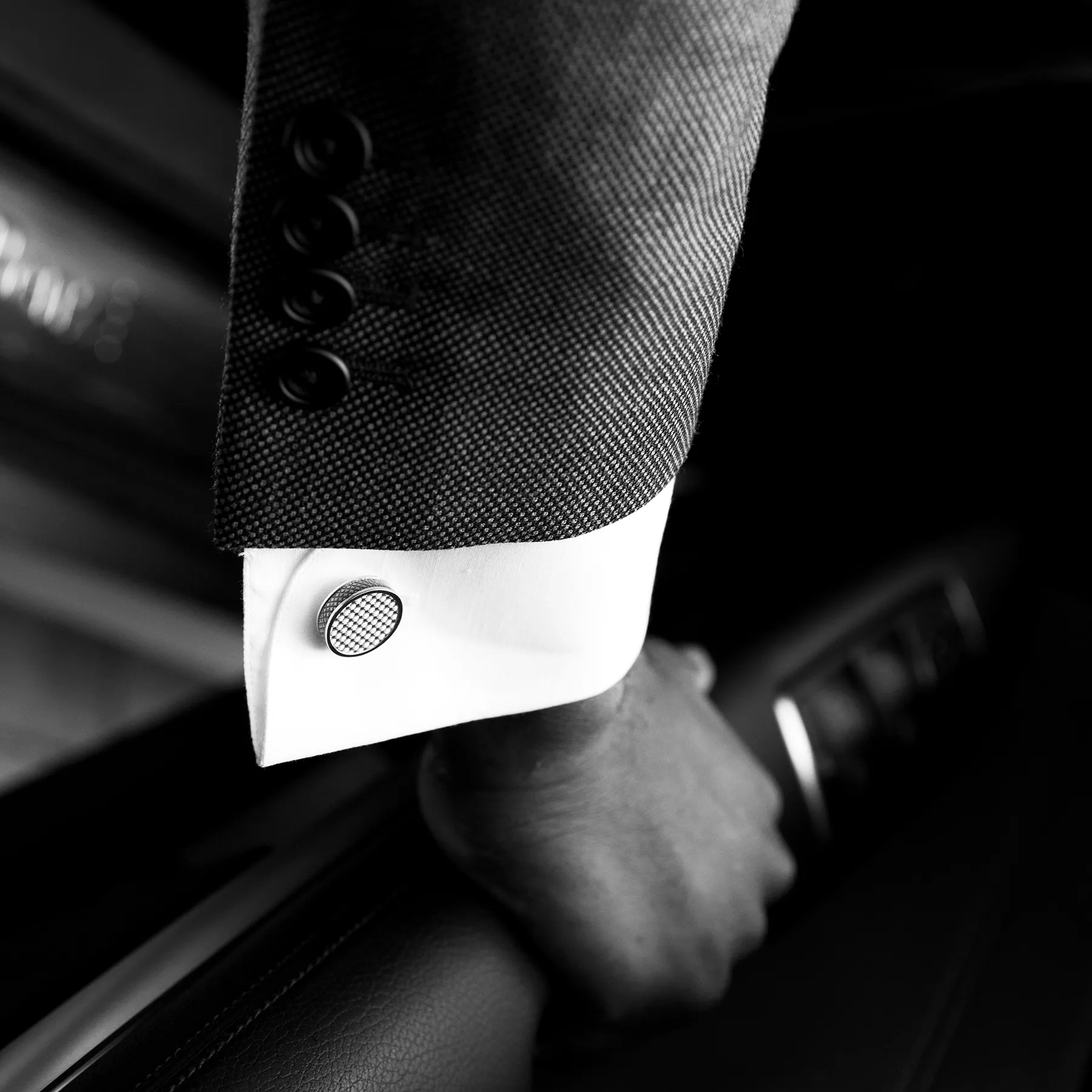 Palladium Tablet cufflinks with grey alutex