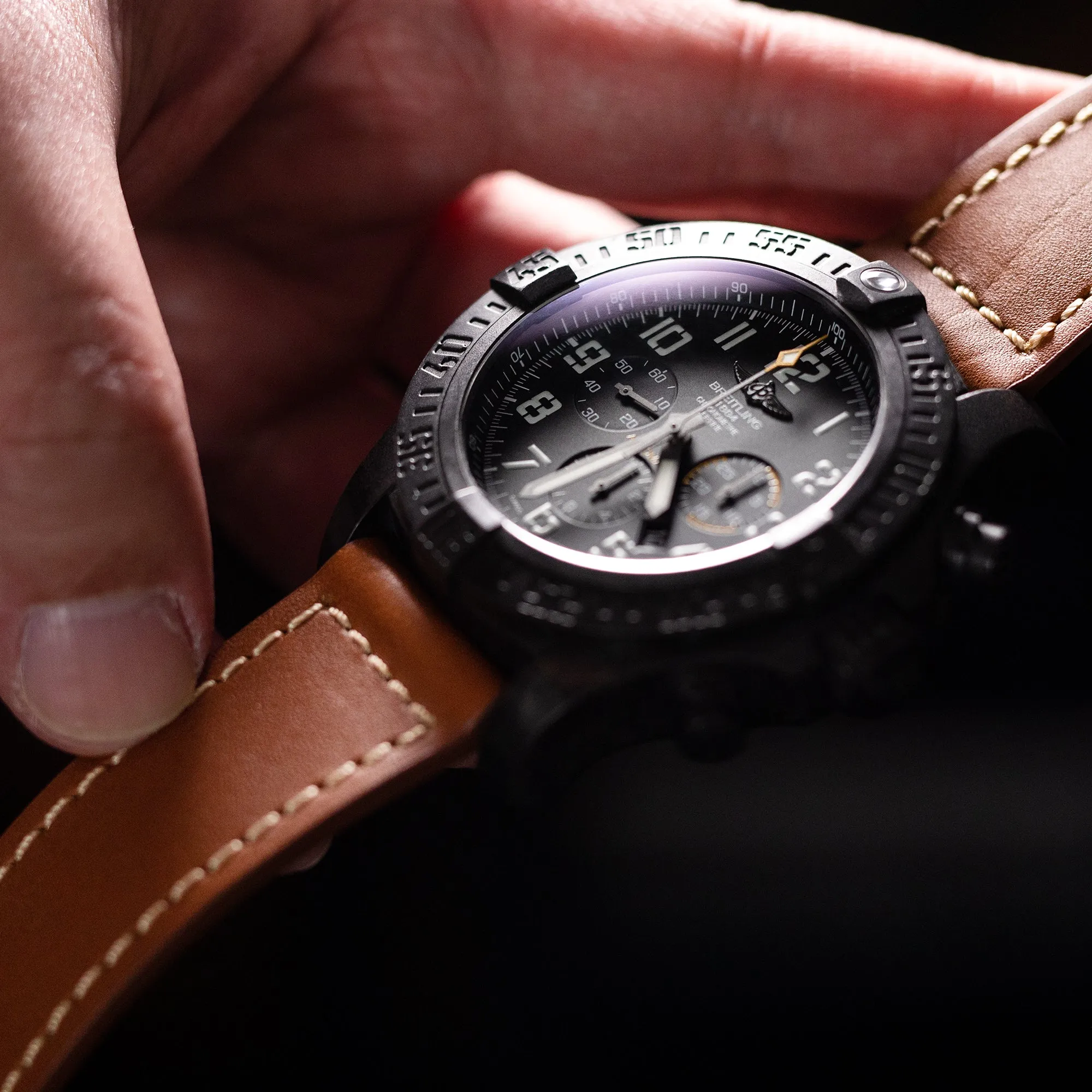 Pam Collection, Brown French Crafted Barenia Leather Strap for Panerai, Beige Stitch.