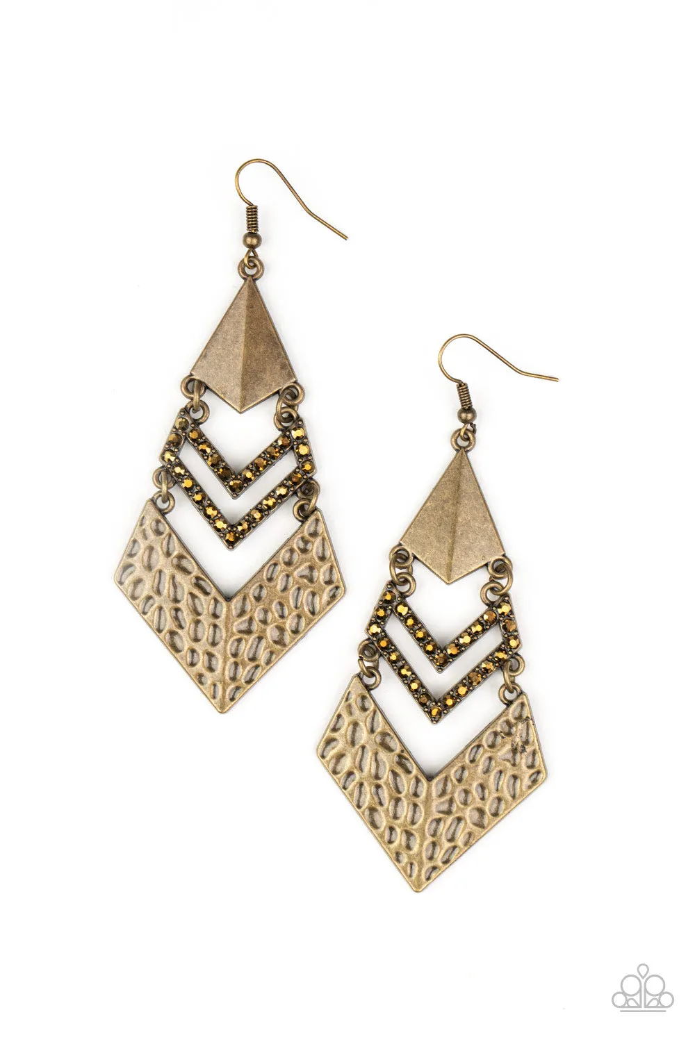 Paparazzi Work Hazard - Brass Earrings