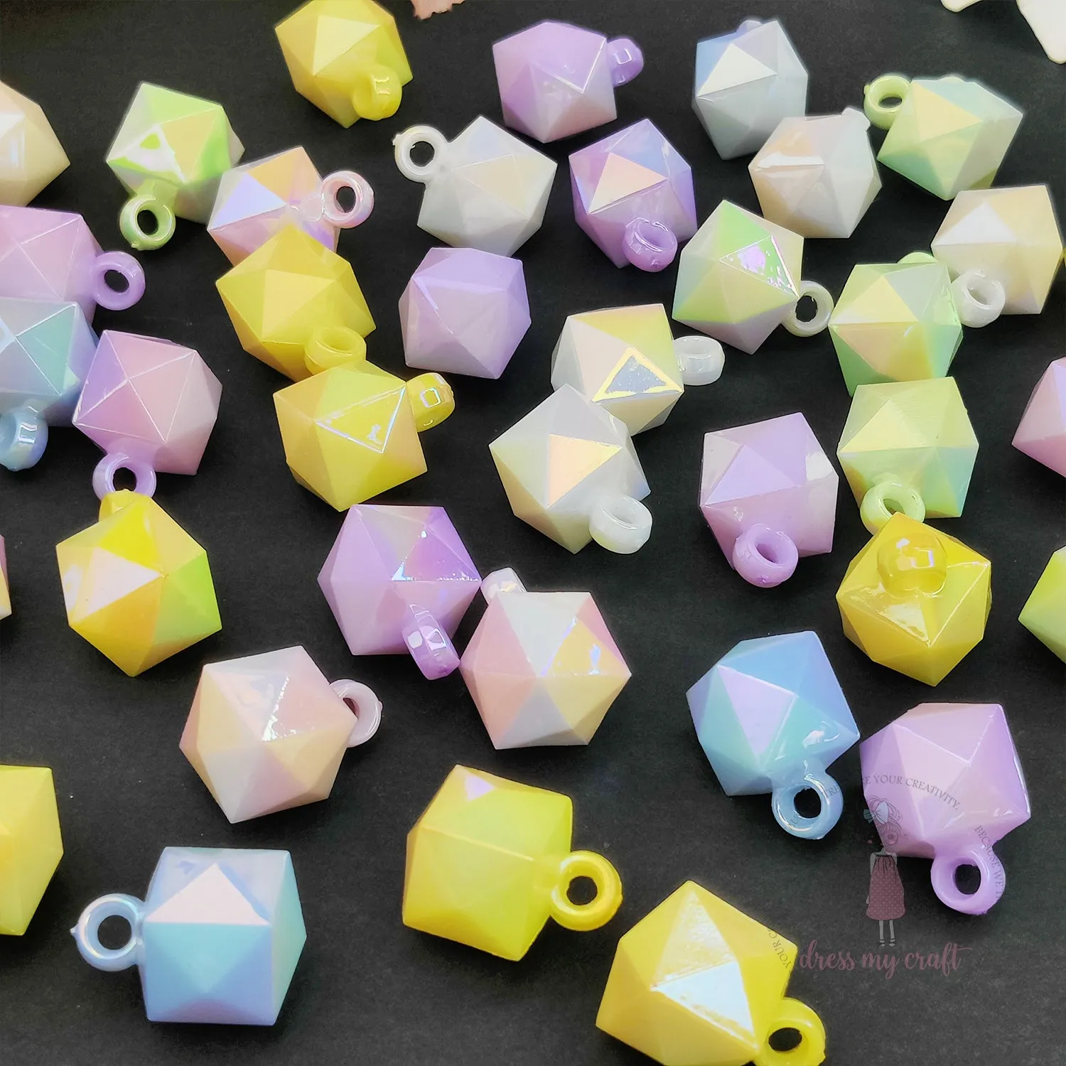Pastel Holographic Diamond Beads With Loop