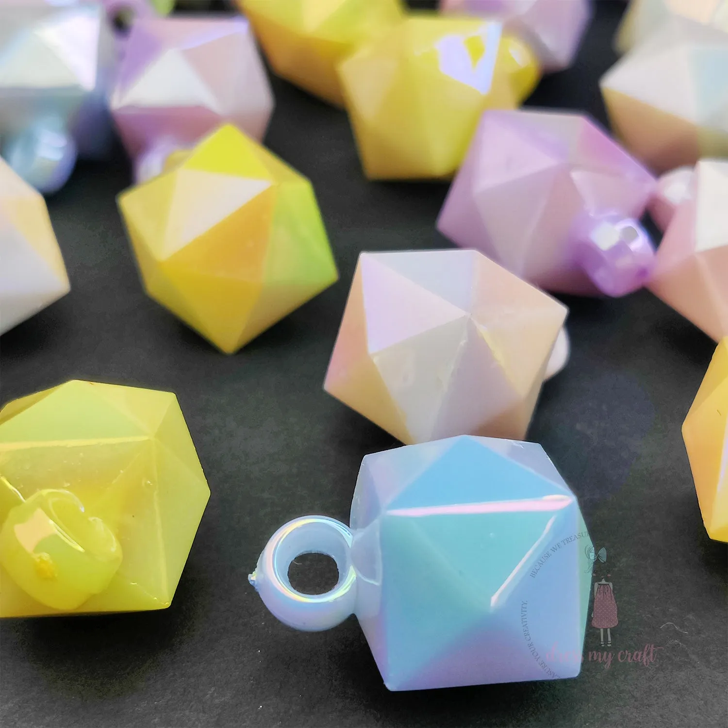 Pastel Holographic Diamond Beads With Loop