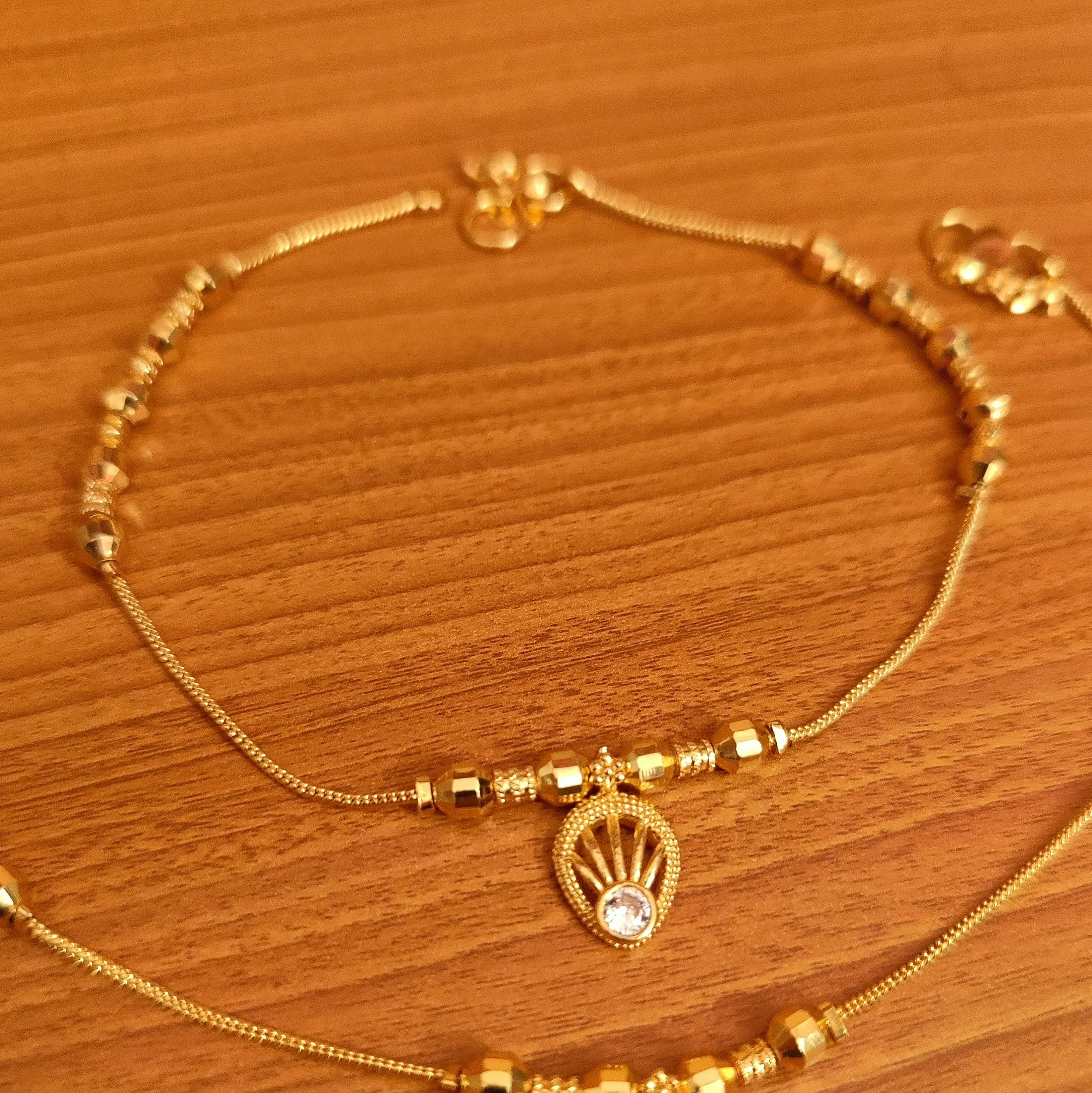 PEAR SHAPED GOLD LOOK CZ ANKLETS