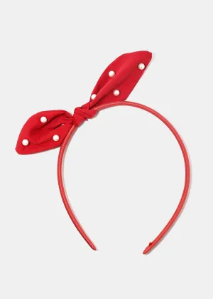 Pearl Bunny-Ear Bow Headband