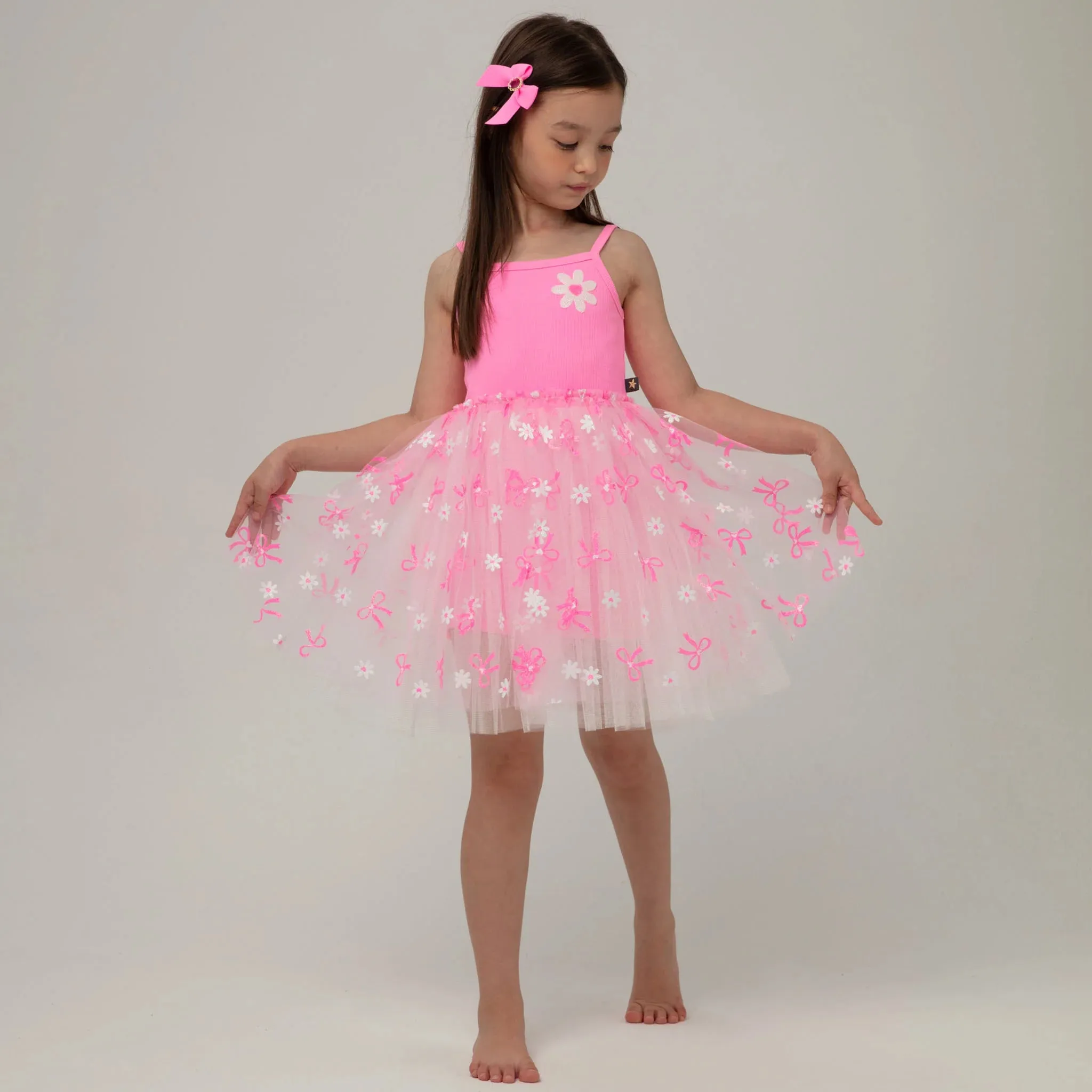 Petite Hailey Strapped Tutu Dress in Light Pink