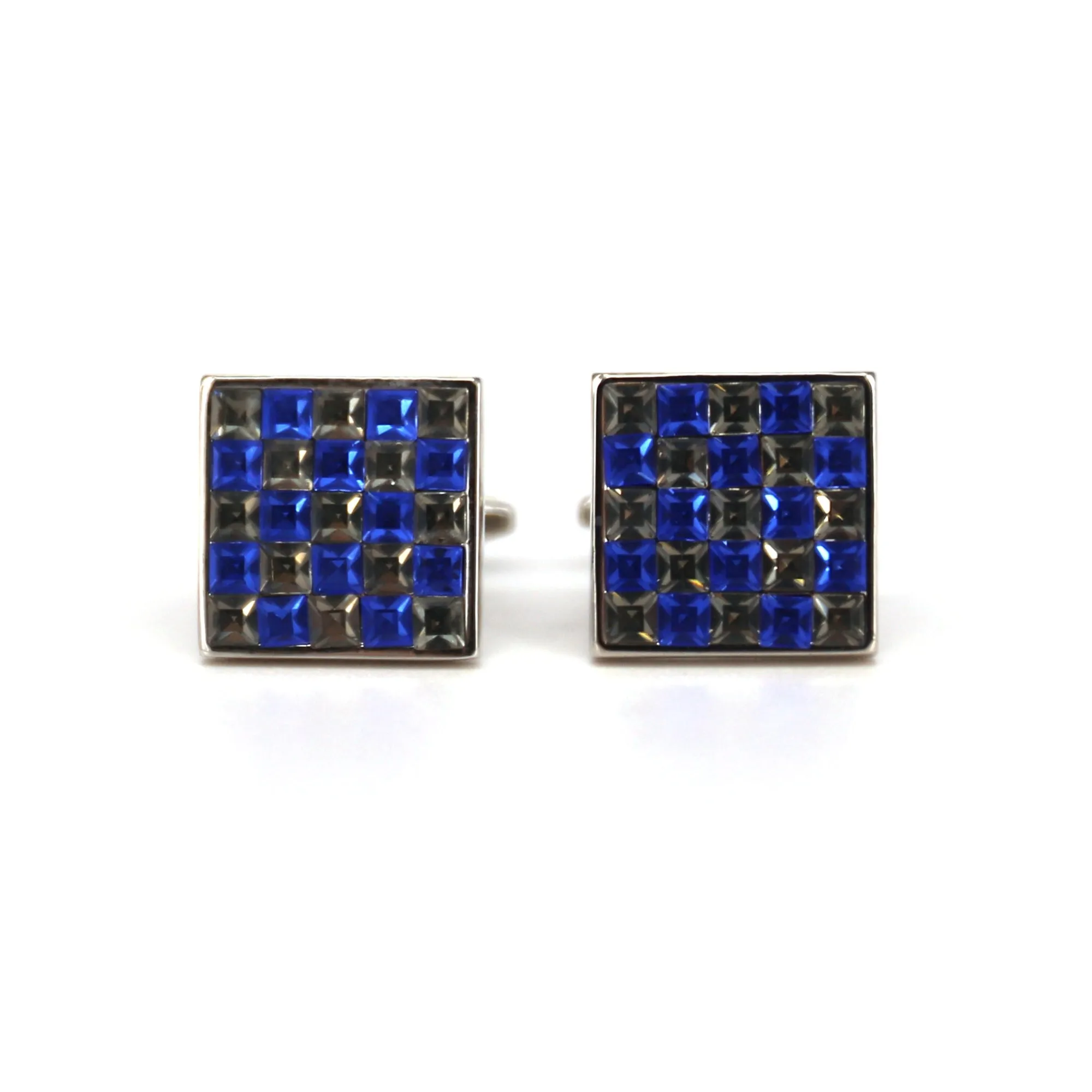 Pink and Grey Check Crystals Cufflinks  (Online Exclusive)