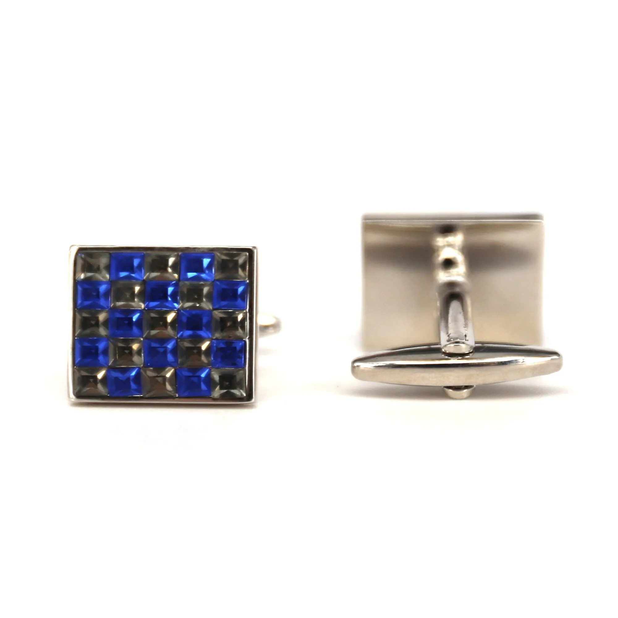 Pink and Grey Check Crystals Cufflinks  (Online Exclusive)