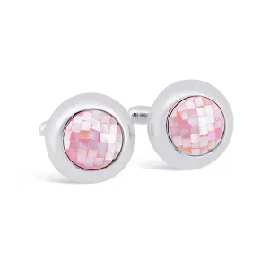 Pink Mother of Pearl Circular Grid Cufflinks (Online Exclusive)
