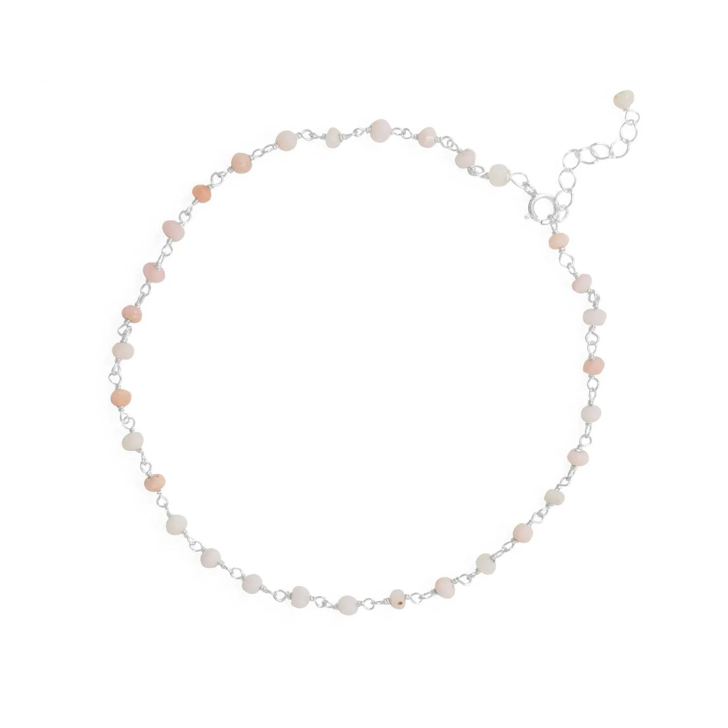 Pink Party! 9.5"   1" Opal Bead Anklet