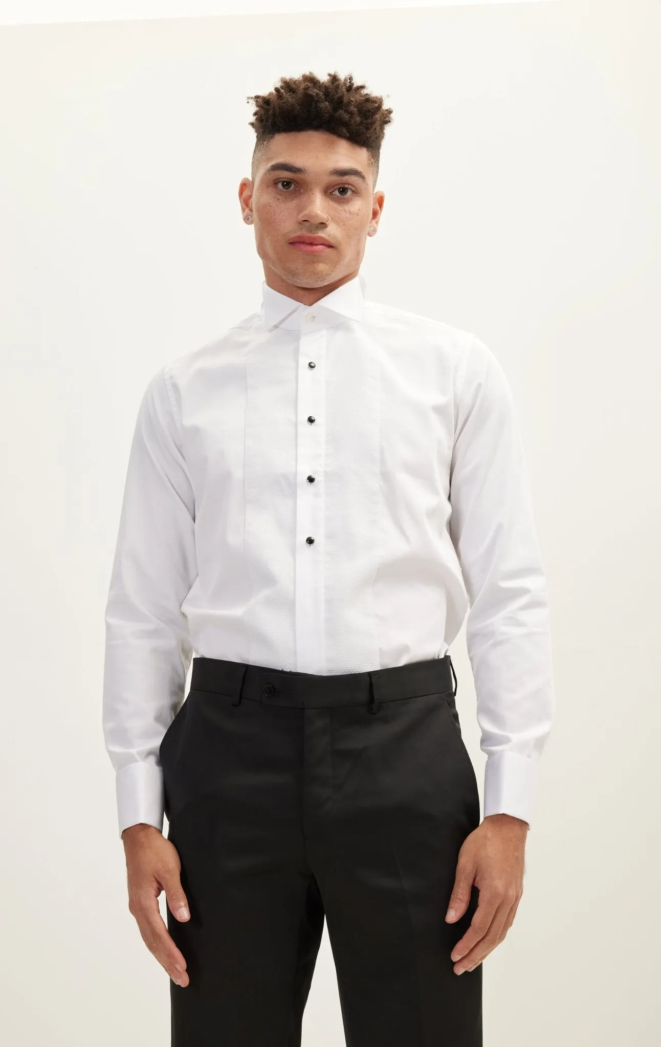 Pique Bib Tuxedo Shirt - White White