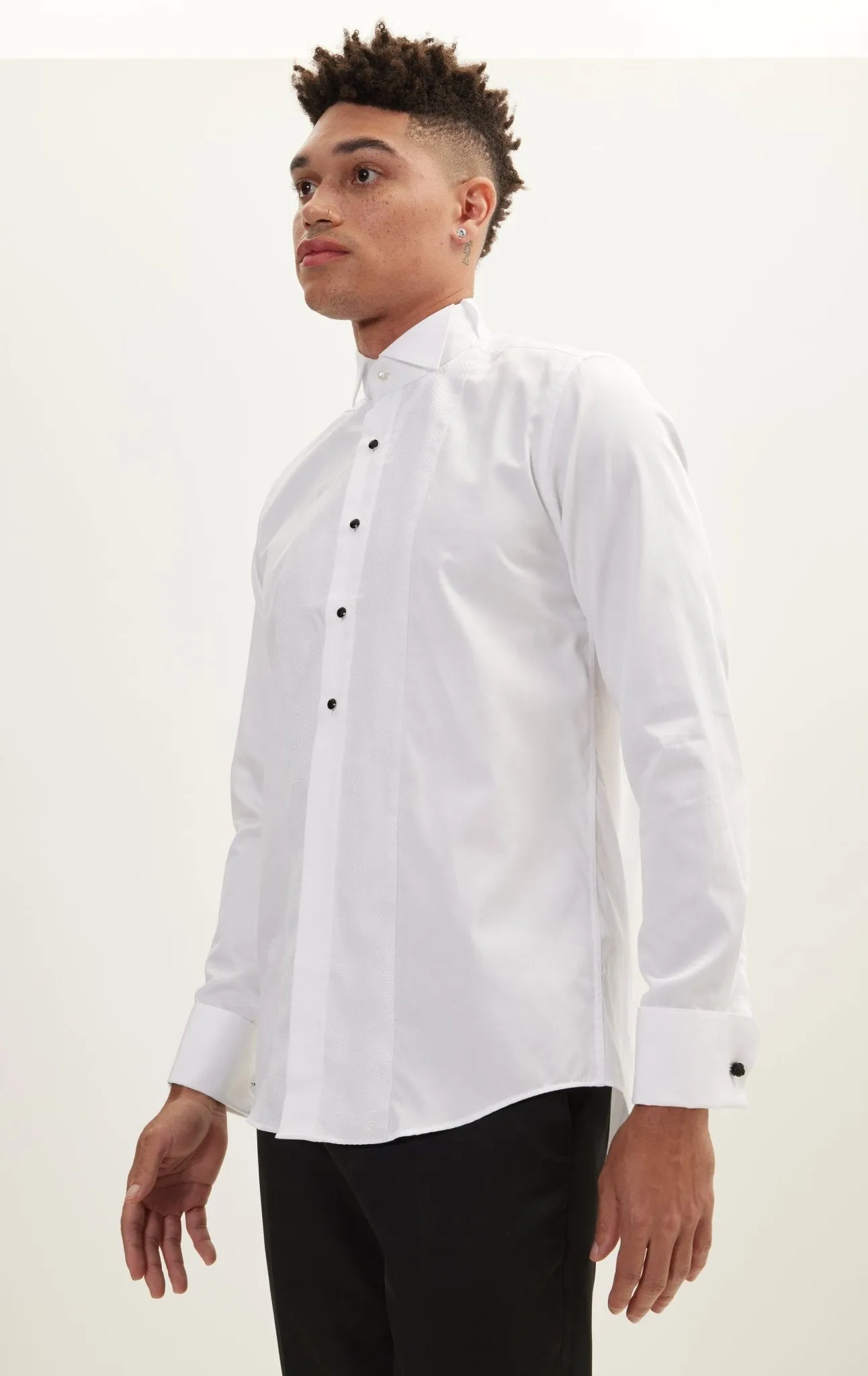 Pique Bib Tuxedo Shirt - White White