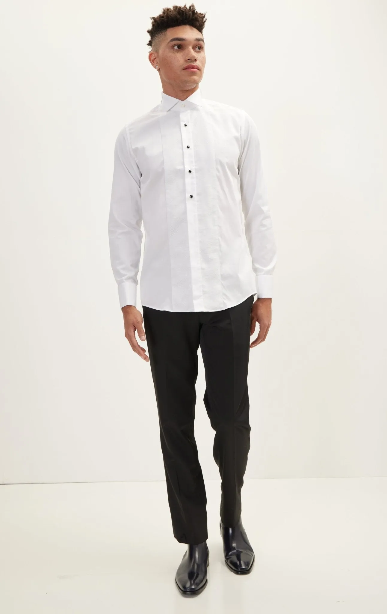 Pique Bib Tuxedo Shirt - White White