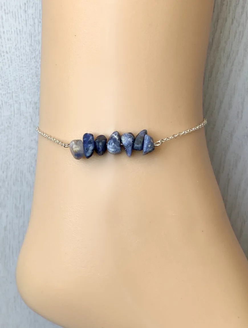 Raw Sodalite Anklet
