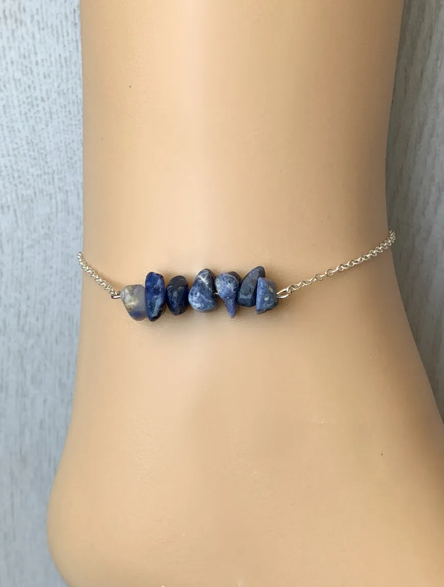 Raw Sodalite Anklet