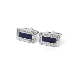Rectangle Black Enamel Centerpiece with 24 Clear Crystals Cufflinks (Online Exclusive)
