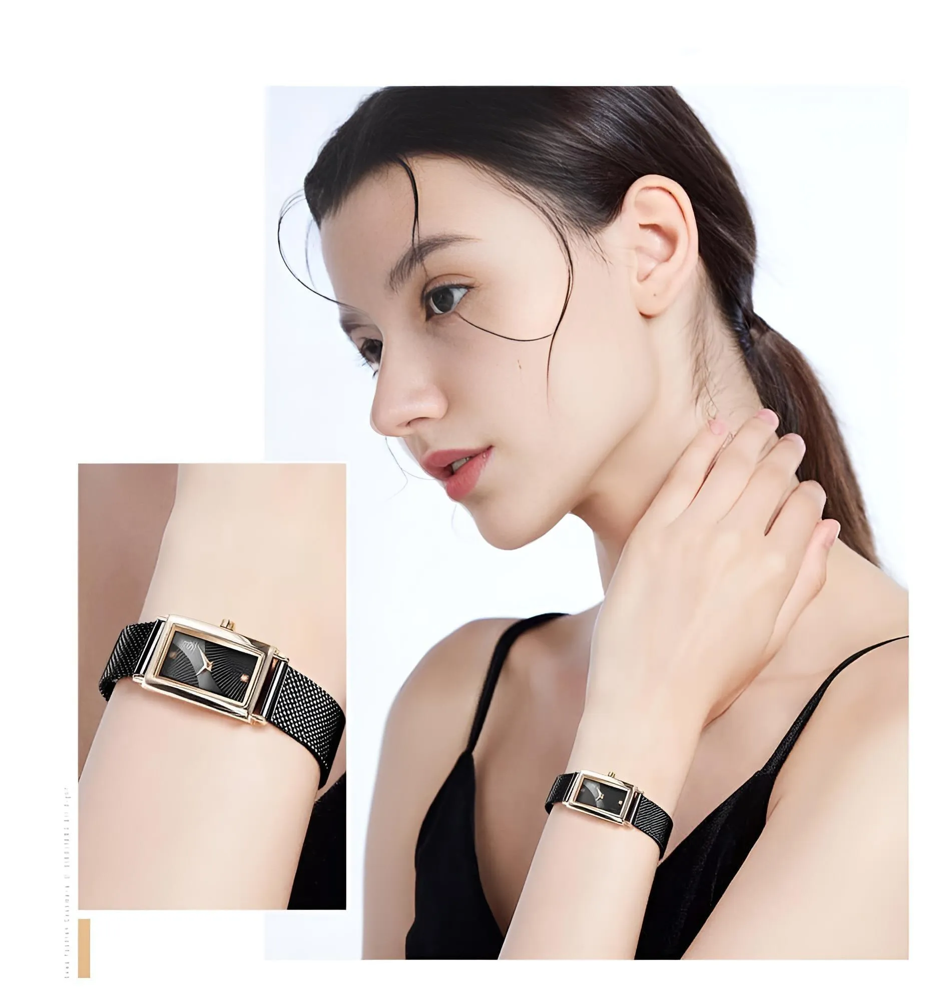 Rectangle Quartz Ladies Watch With Diamond Accents