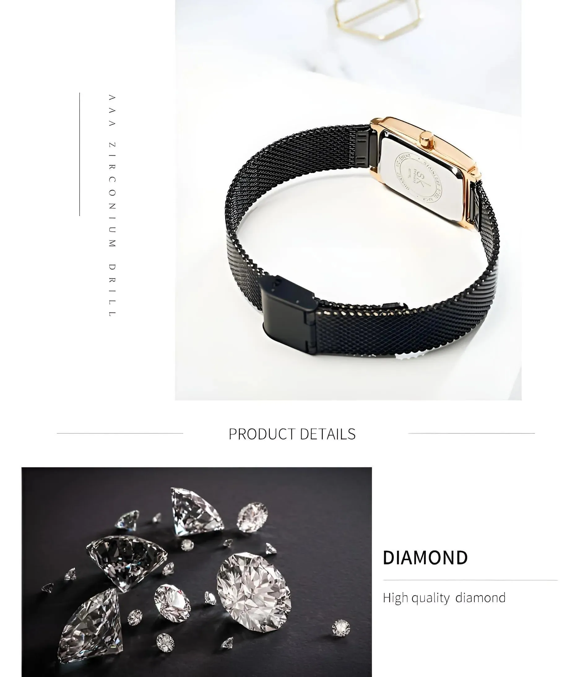 Rectangle Quartz Ladies Watch With Diamond Accents