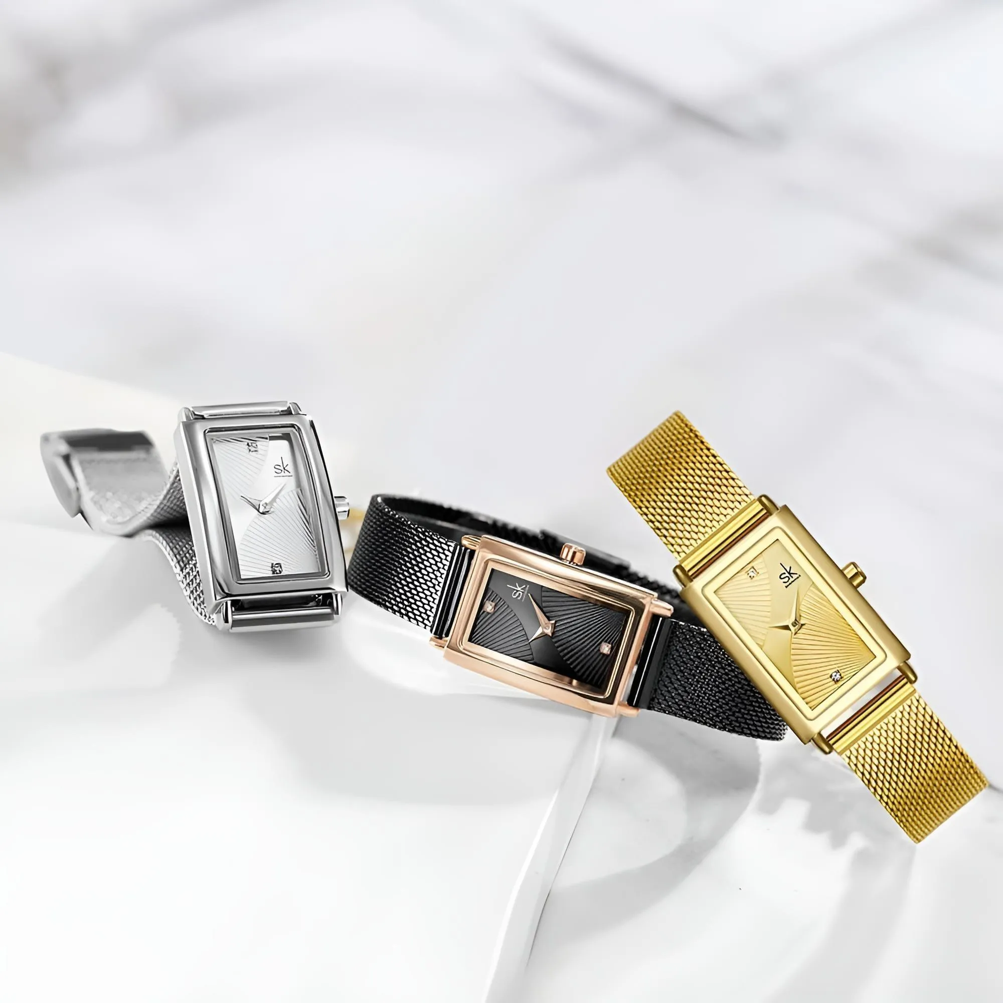 Rectangle Quartz Ladies Watch With Diamond Accents