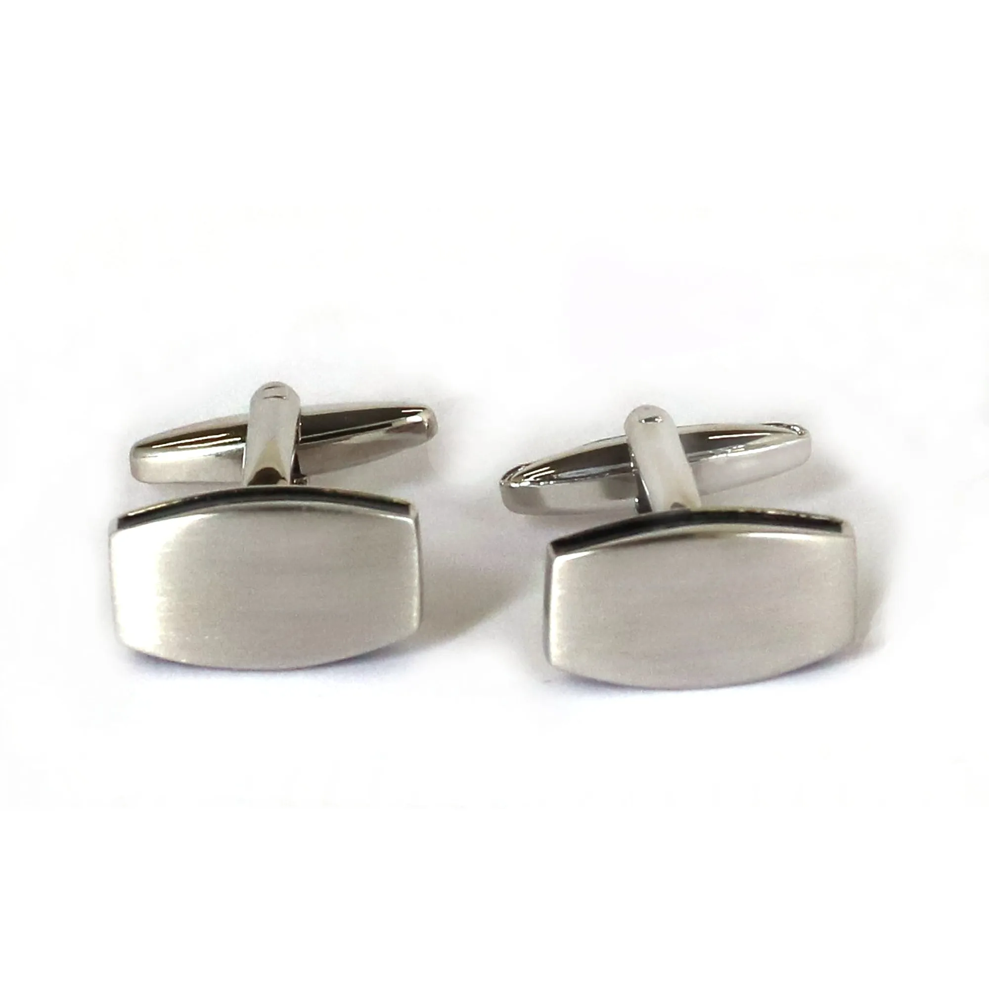 Rectangle shape Silver Solid col cufflinks (Online Exclusive)