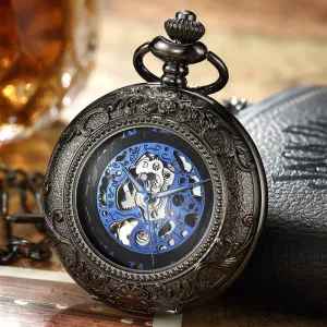 Retro Golden Steel Hollow Exquisite Sculpture Mechanical Pocket FOB Watch