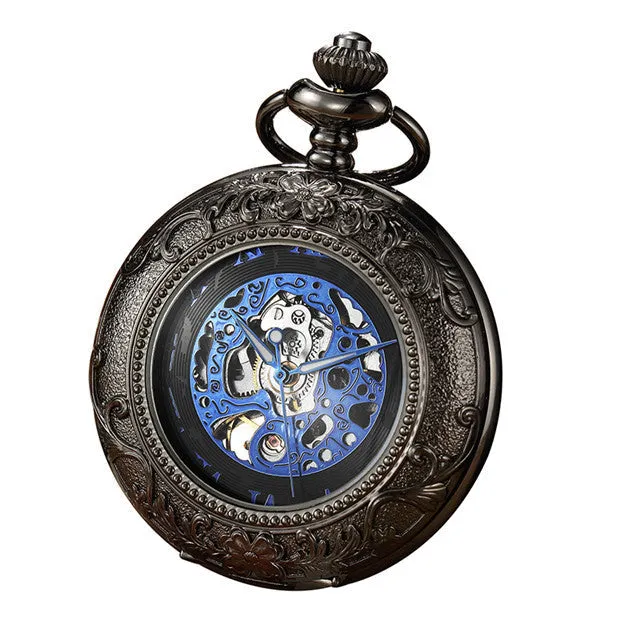 Retro Golden Steel Hollow Exquisite Sculpture Mechanical Pocket FOB Watch