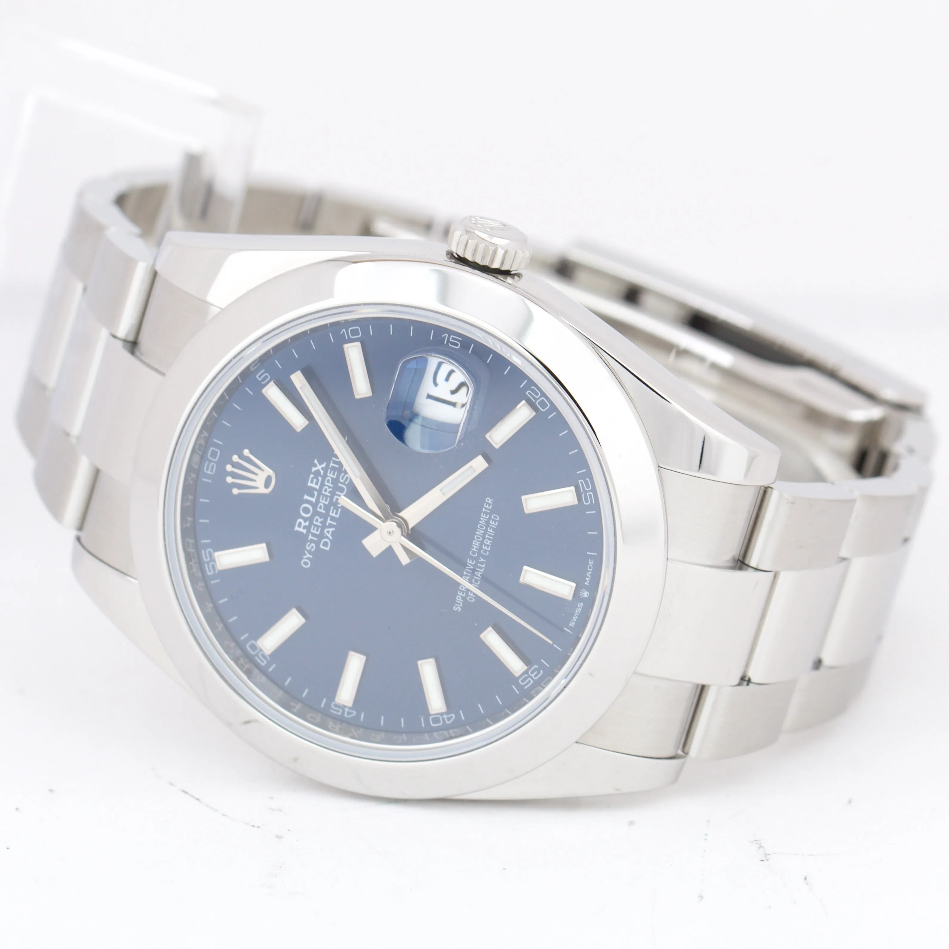 Rolex DateJust 41 Blue Dial 41mm Smooth Stainless Steel Oyster Date Watch 126300
