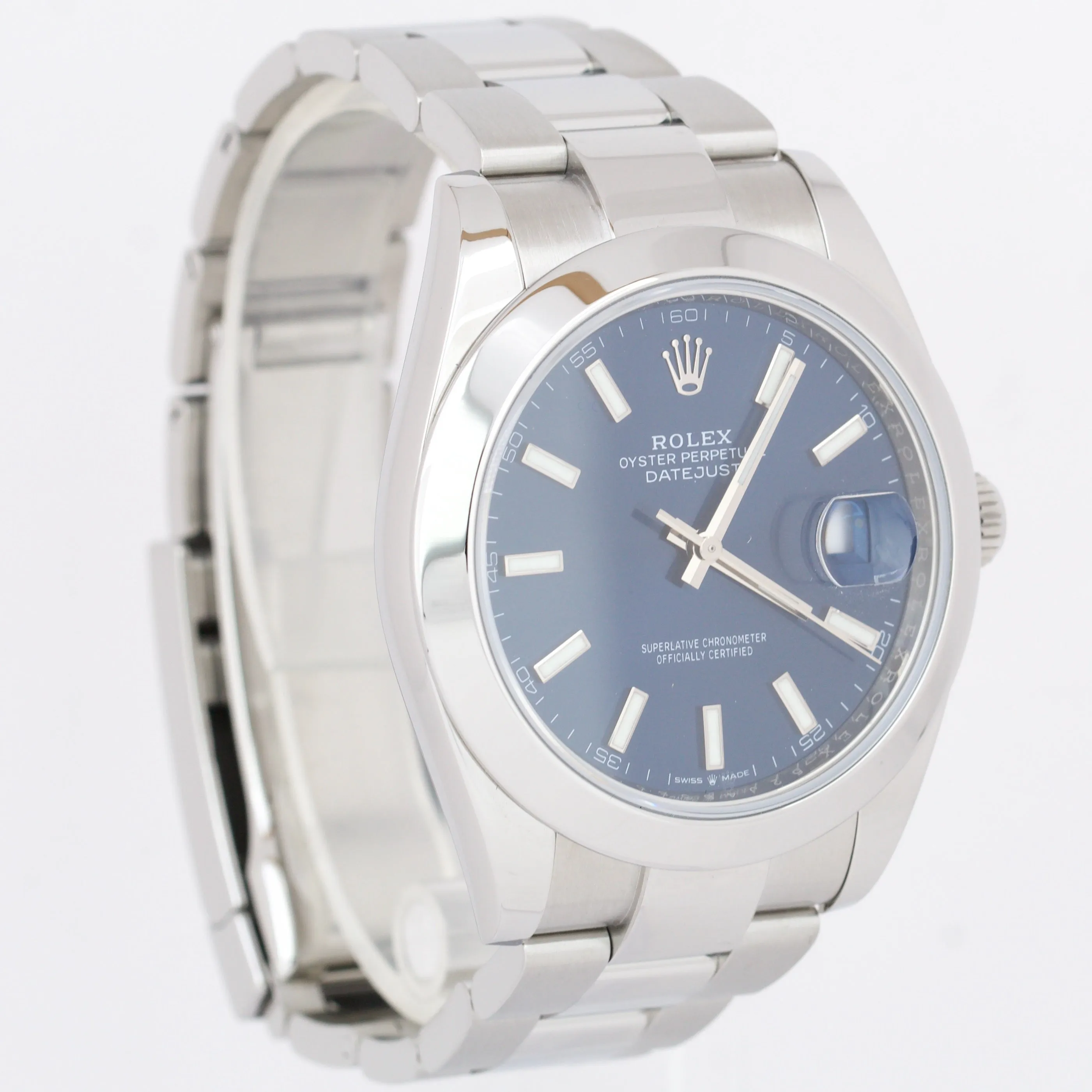 Rolex DateJust 41 Blue Dial 41mm Smooth Stainless Steel Oyster Date Watch 126300