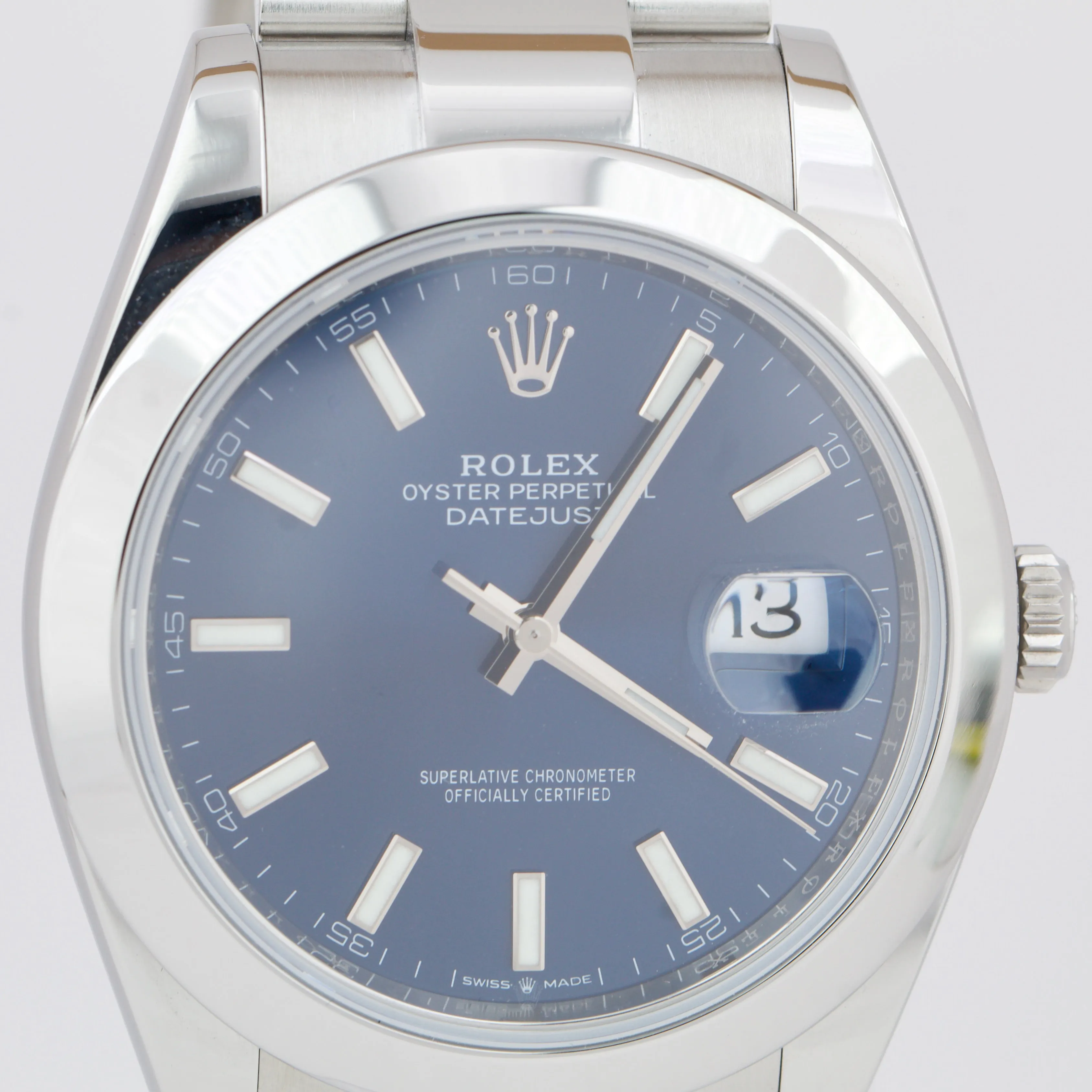 Rolex DateJust 41 Blue Dial 41mm Smooth Stainless Steel Oyster Date Watch 126300