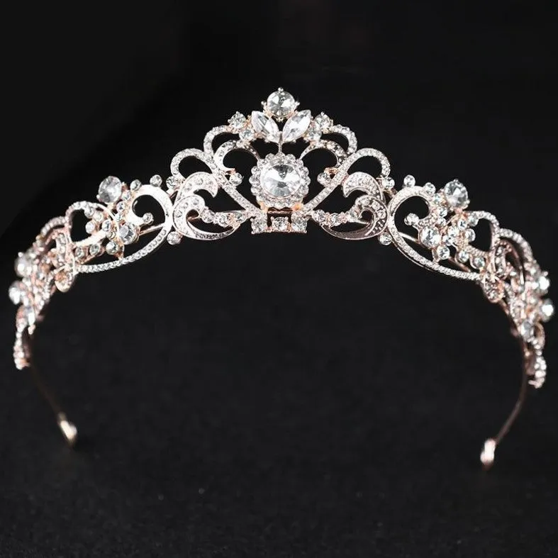 Romantic 1920s Inspired Crystal Heart Bridal Tiara