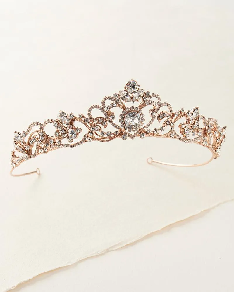 Romantic 1920s Inspired Crystal Heart Bridal Tiara