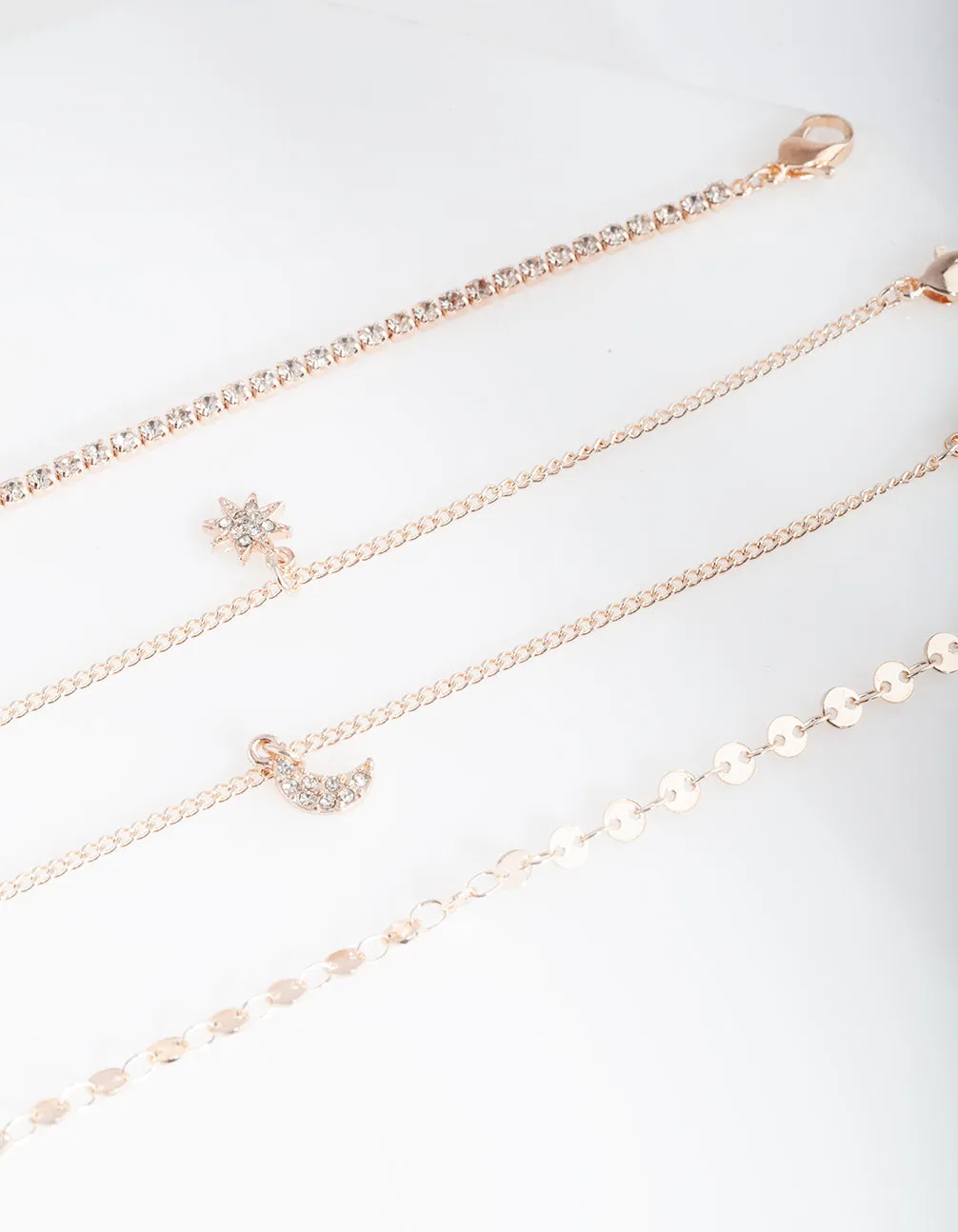 Rose Gold Celestial Bracelet Anklet 4-Pack