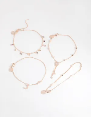 Rose Gold Celestial Drop Bracelet 4-Pack