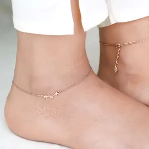 Rose Gold Delicate Stars Anklet For Girls