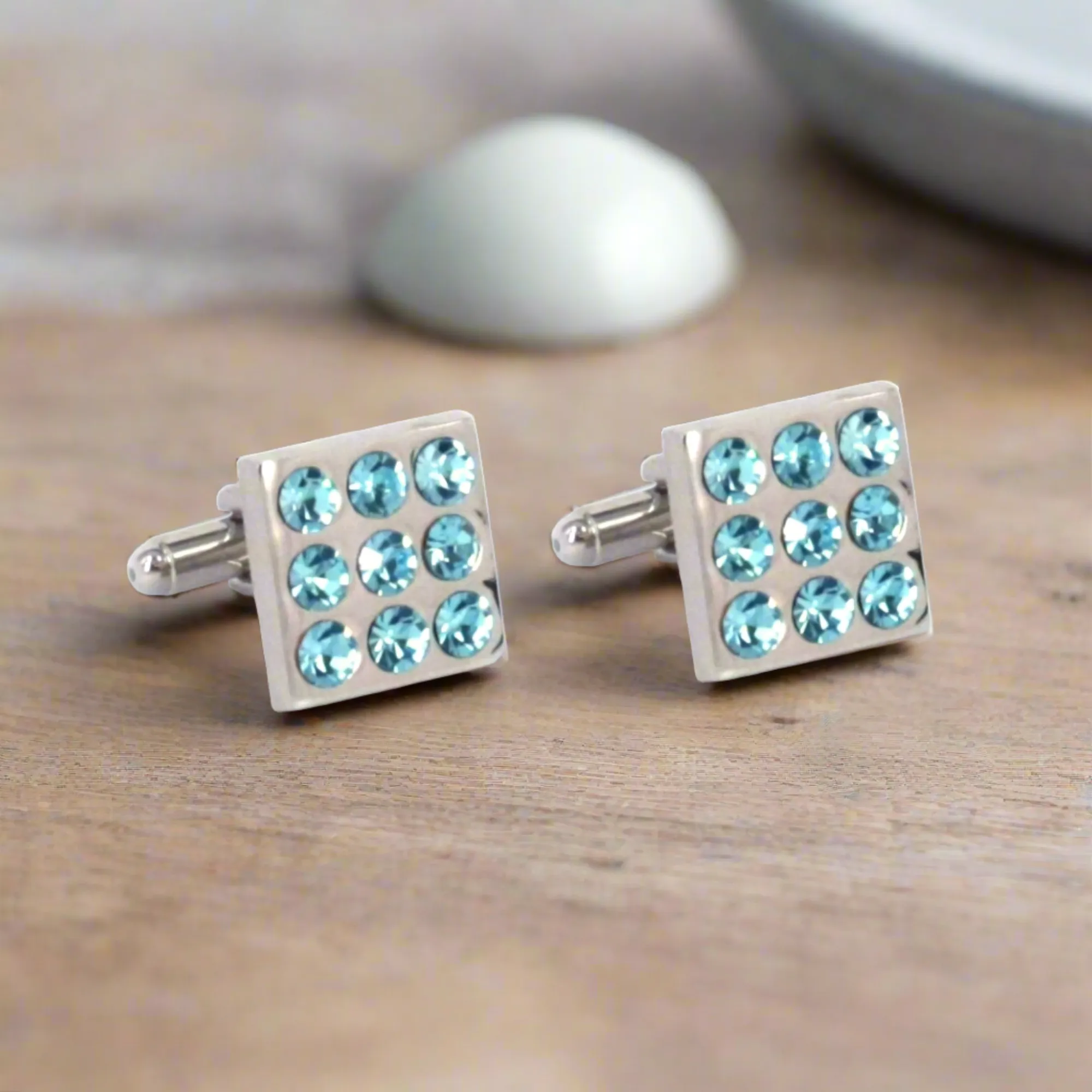 Round Crystals Cufflinks - Pink and Torquise  F/M (Online Exclusive)