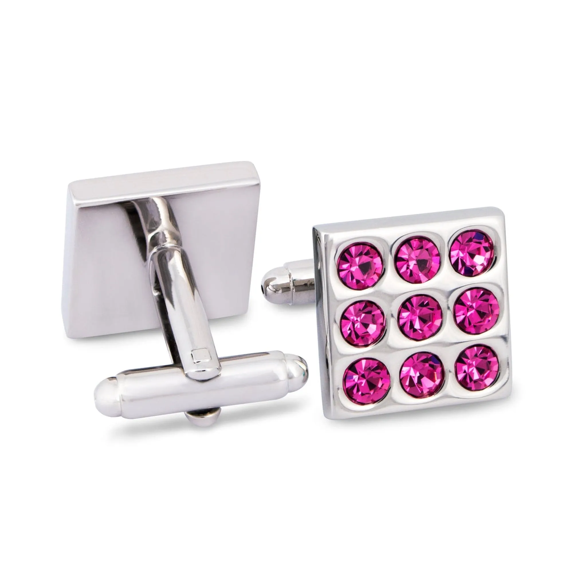 Round Crystals Cufflinks - Pink and Torquise  F/M (Online Exclusive)