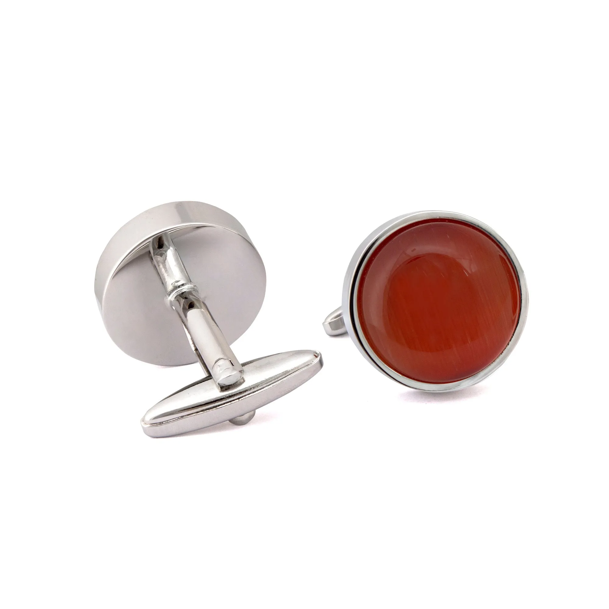 Round Orange Fibre Optic Glass Cufflinks (Online Exclusive)