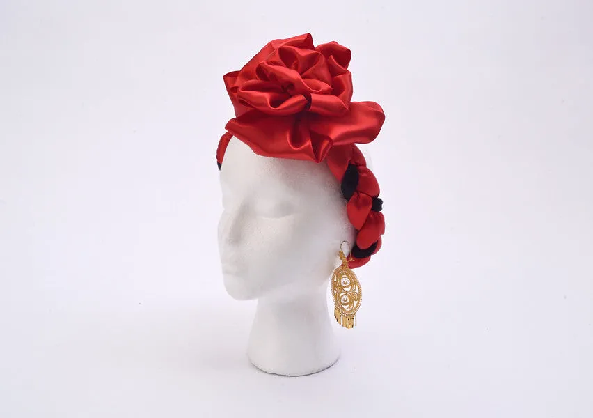 Satin and faux hair braid, Frida Kahlo headband