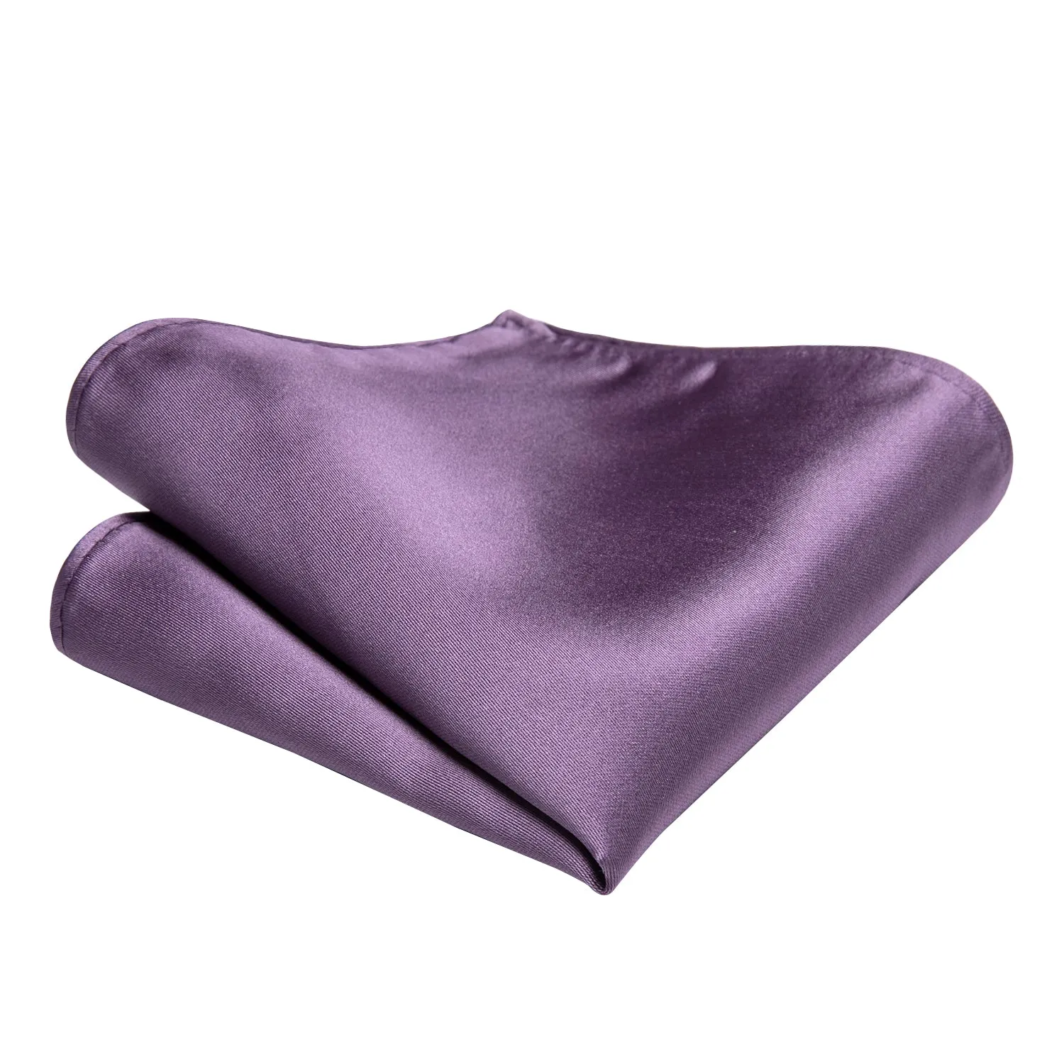 Shiny Purple Solid Tie Pocket Square Cufflinks Set