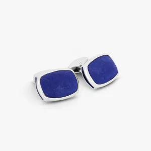 Signature Pillow Bullet Cufflinks In Blue & Sterling Silver