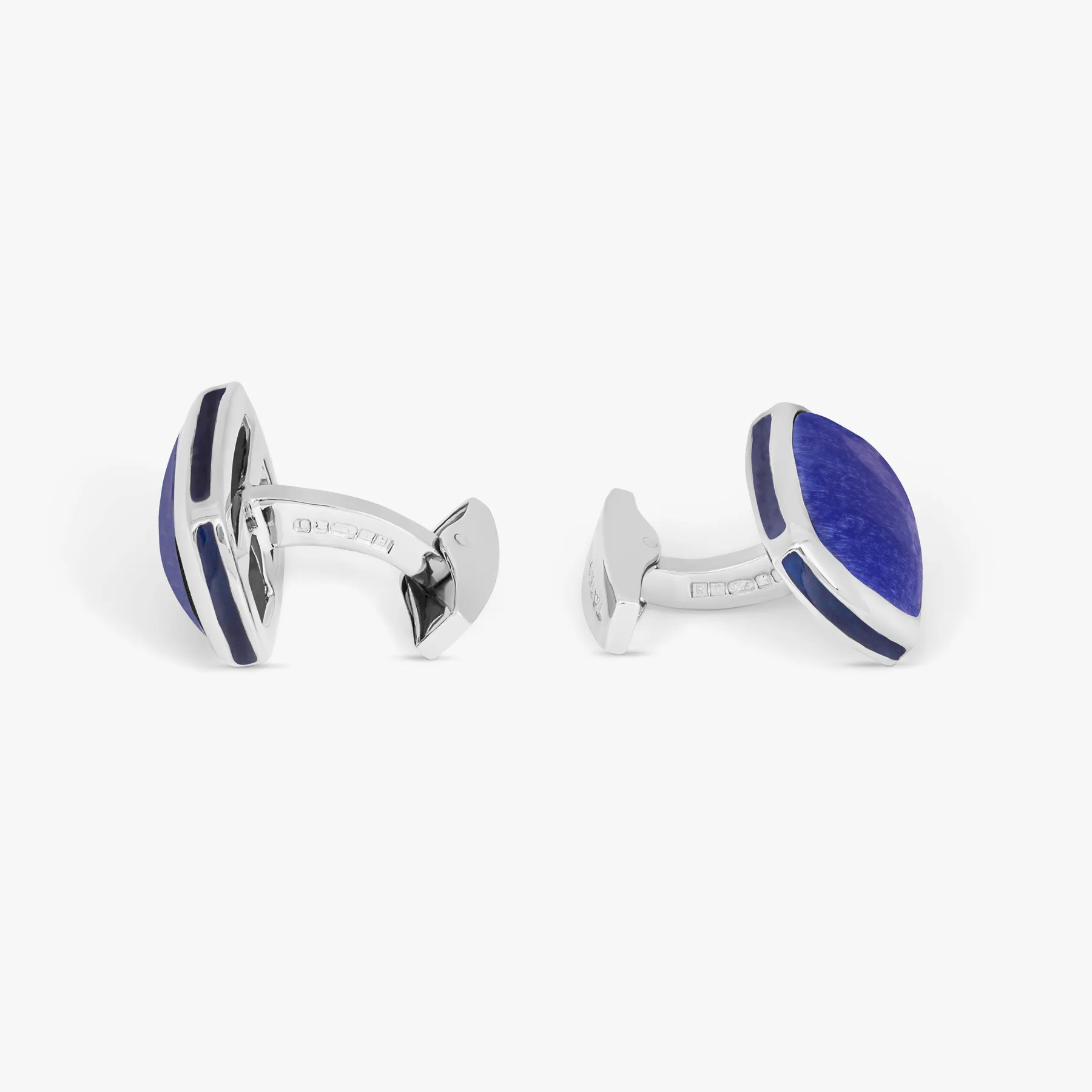 Signature Pillow Bullet Cufflinks In Blue & Sterling Silver