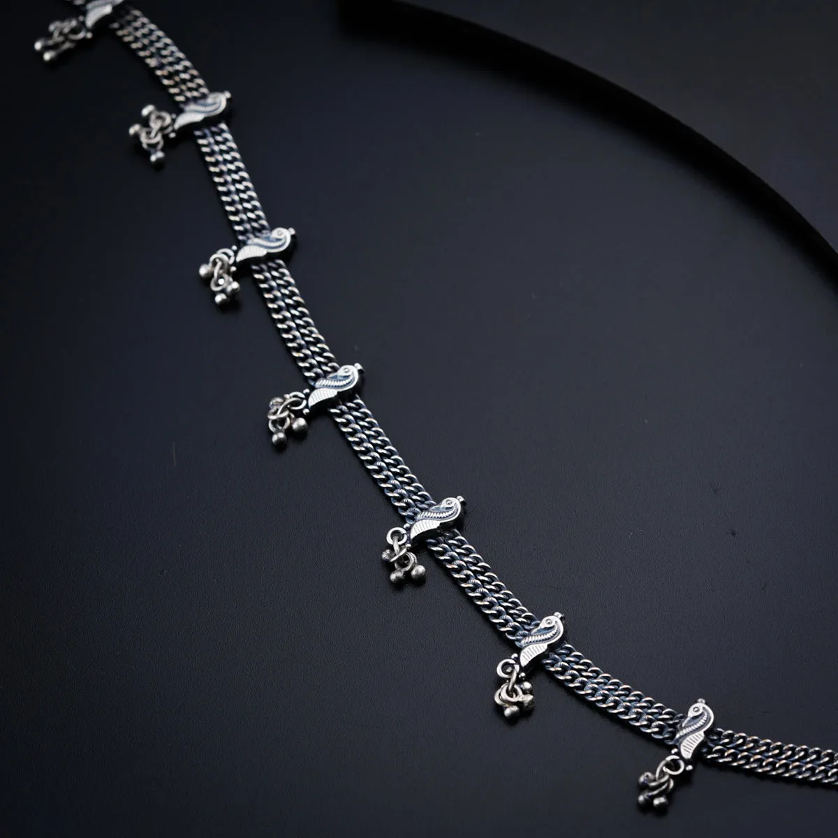 Silver Anklet with Peacock Motif