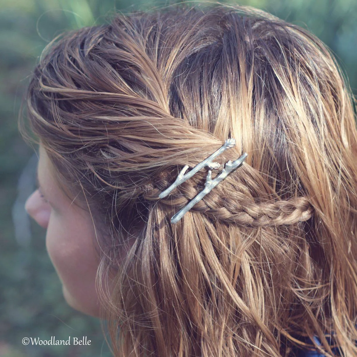 Silver Branch Hair Pins - Twig Hair Pins - Branch Bobby Pins - Twig Hair Clips - Bridal Wedding Hair Pins by Woodland Belle