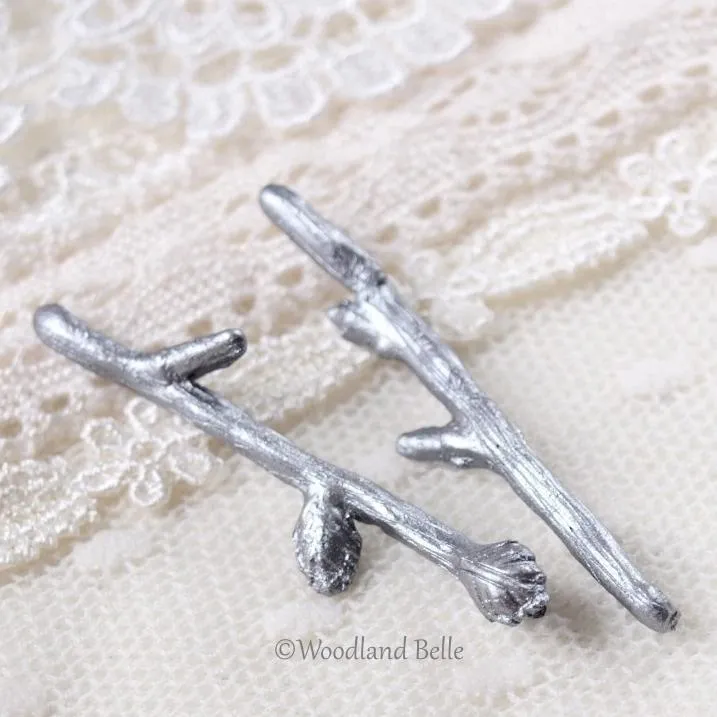 Silver Branch Hair Pins - Twig Hair Pins - Branch Bobby Pins - Twig Hair Clips - Bridal Wedding Hair Pins by Woodland Belle