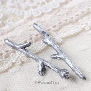 Silver Branch Hair Pins - Twig Hair Pins - Branch Bobby Pins - Twig Hair Clips - Bridal Wedding Hair Pins by Woodland Belle